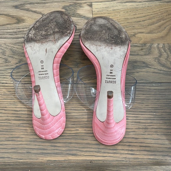 Schutz Pink and Clear Ariella Heeled Sandals - Picture 3 of 4